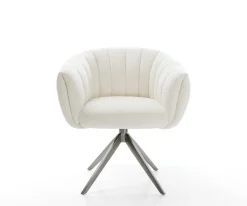 DrehstuhlJada-Flex Bouclé Soft Beige Kreuzgestell breit Graphit 360° drehbar Wippfunktion Taschenfederkern Sofort versandfertig