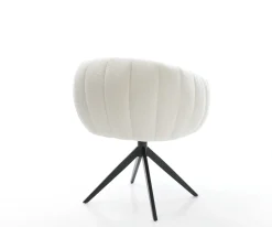 DrehstuhlJada-Flex Bouclé Soft Beige Kreuzgestell breit Schwarz 360° drehbar Wippfunktion Taschenfederkern Sofort versandfertig