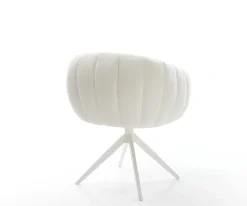 DrehstuhlJada-Flex Bouclé Soft Beige Kreuzgestell breit Weiß 360° drehbar Wippfunktion Taschenfederkern Sofort versandfertig
