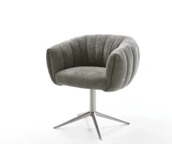DrehstuhlJada-Flex Bouclé Soft Schlamm Fußkreuz Edelstahl 360° drehbar Wippfunktion Taschenfederkern Sofort versandfertig