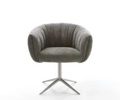 DrehstuhlJada-Flex Bouclé Soft Schlamm Fußkreuz Edelstahl 360° drehbar Wippfunktion Taschenfederkern Sofort versandfertig