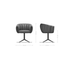 DrehstuhlJada-Flex Bouclé Soft Schlamm Fußkreuz Edelstahl 360° drehbar Wippfunktion Taschenfederkern Sofort versandfertig
