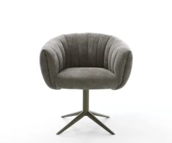 DrehstuhlJada-Flex Bouclé Soft Schlamm Fußkreuz Effektfinish Titan 360° drehbar Wippfunktion Taschenfederkern Sofort versandfertig
