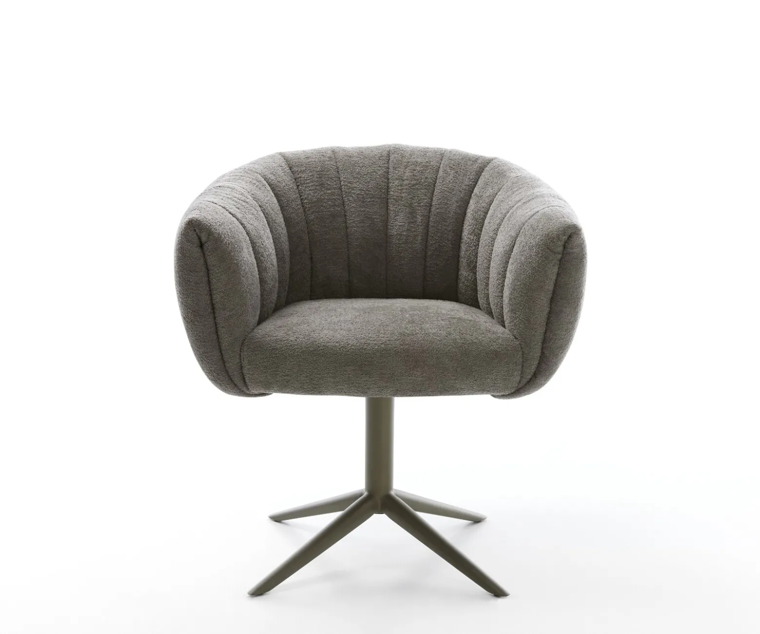DrehstuhlJada-Flex Bouclé Soft Schlamm Fußkreuz Effektfinish Titan 360° drehbar Wippfunktion Taschenfederkern Sofort versandfertig