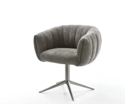 DrehstuhlJada-Flex Bouclé Soft Schlamm Fußkreuz Graphit 360° drehbar Wippfunktion Taschenfederkern Sofort versandfertig