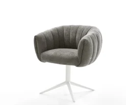 DrehstuhlJada-Flex Bouclé Soft Schlamm Fußkreuz Weiß 360° drehbar Wippfunktion Taschenfederkern Sofort versandfertig