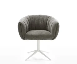 DrehstuhlJada-Flex Bouclé Soft Schlamm Fußkreuz Weiß 360° drehbar Wippfunktion Taschenfederkern Sofort versandfertig