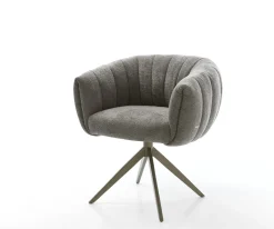 DrehstuhlJada-Flex Bouclé Soft Schlamm Kreuzgestell breit Effektfinish Titan 360° drehbar Wippfunktion Taschenfederkern Sofort versandfertig