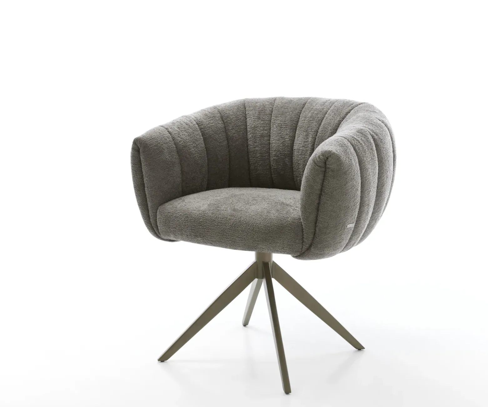 DrehstuhlJada-Flex Bouclé Soft Schlamm Kreuzgestell breit Effektfinish Titan 360° drehbar Wippfunktion Taschenfederkern Sofort versandfertig