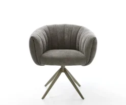 DrehstuhlJada-Flex Bouclé Soft Schlamm Kreuzgestell breit Effektfinish Titan 360° drehbar Wippfunktion Taschenfederkern Sofort versandfertig