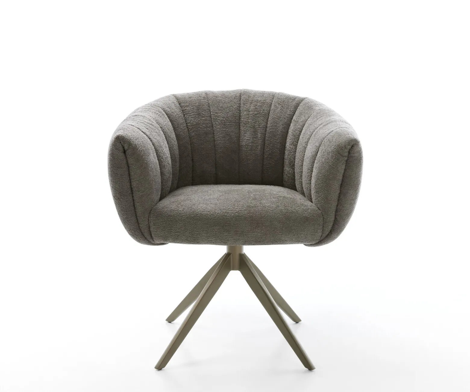 DrehstuhlJada-Flex Bouclé Soft Schlamm Kreuzgestell breit Effektfinish Titan 360° drehbar Wippfunktion Taschenfederkern Sofort versandfertig