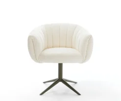 DrehstuhlJada-Flex Bouclé Weiß Fußkreuz Effektfinish Titan 360° drehbar Wippfunktion Taschenfederkern Sofort versandfertig