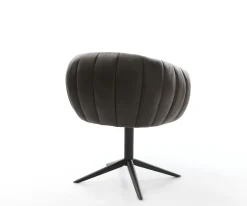 DrehstuhlJada-Flex Mikrofaser Anthrazit Vintage Fußkreuz Schwarz 360° drehbar Wippfunktion Taschenfederkern Sofort versandfertig