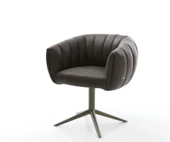 DrehstuhlJada-Flex Mikrofaser Anthrazit Vintage Fußkreuz Effektfinish Titan 360° drehbar Wippfunktion Taschenfederkern Sofort versandfertig