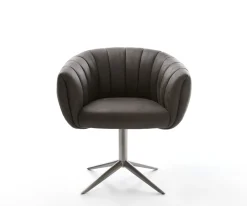 DrehstuhlJada-Flex Mikrofaser Anthrazit Vintage Fußkreuz Graphit 360° drehbar Wippfunktion Taschenfederkern Sofort versandfertig