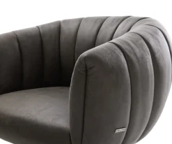DrehstuhlJada-Flex Mikrofaser Anthrazit Vintage Fußkreuz Weiß 360° drehbar Wippfunktion Taschenfederkern Sofort versandfertig