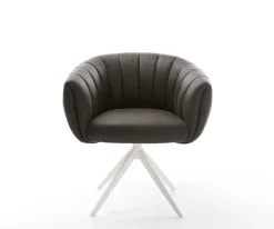 DrehstuhlJada-Flex Mikrofaser Anthrazit Vintage Kreuzgestell breit Weiß 360° drehbar Wippfunktion Taschenfederkern Sofort versandfertig