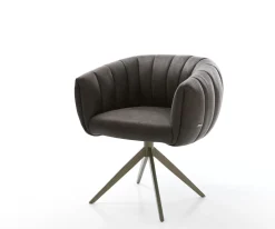 DrehstuhlJada-Flex Mikrofaser Anthrazit Vintage Kreuzgestell breit Effektfinish Titan 360° drehbar Wippfunktion Taschenfederkern Sofort versandfertig