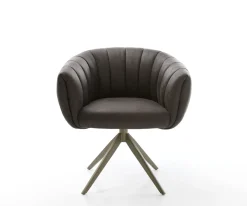DrehstuhlJada-Flex Mikrofaser Anthrazit Vintage Kreuzgestell breit Effektfinish Titan 360° drehbar Wippfunktion Taschenfederkern Sofort versandfertig