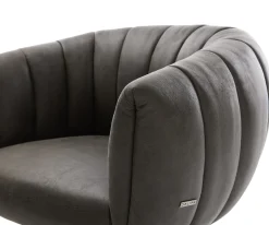 DrehstuhlJada-Flex Mikrofaser Anthrazit Vintage Kreuzgestell breit Edelstahl 360° drehbar Wippfunktion Taschenfederkern Sofort versandfertig