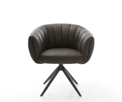 DrehstuhlJada-Flex Mikrofaser Anthrazit Vintage Kreuzgestell breit Schwarz 360° drehbar Wippfunktion Taschenfederkern Sofort versandfertig