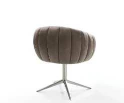 DrehstuhlJada-Flex Mikrofaser Taupe Vintage Fußkreuz Edelstahl 360° drehbar Wippfunktion Taschenfederkern Sofort versandfertig