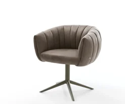 DrehstuhlJada-Flex Mikrofaser Taupe Vintage Fußkreuz Effektfinish Titan 360° drehbar Wippfunktion Taschenfederkern Sofort versandfertig
