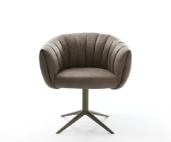 DrehstuhlJada-Flex Mikrofaser Taupe Vintage Fußkreuz Effektfinish Titan 360° drehbar Wippfunktion Taschenfederkern Sofort versandfertig