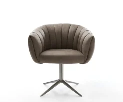 DrehstuhlJada-Flex Mikrofaser Taupe Vintage Fußkreuz Graphit 360° drehbar Wippfunktion Taschenfederkern Sofort versandfertig