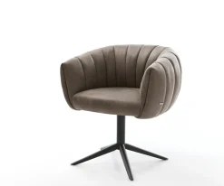 DrehstuhlJada-Flex Mikrofaser Taupe Vintage Fußkreuz Schwarz 360° drehbar Wippfunktion Taschenfederkern Sofort versandfertig