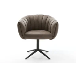 DrehstuhlJada-Flex Mikrofaser Taupe Vintage Fußkreuz Schwarz 360° drehbar Wippfunktion Taschenfederkern Sofort versandfertig