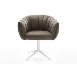 DrehstuhlJada-Flex Mikrofaser Taupe Vintage Fußkreuz Weiß 360° drehbar Wippfunktion Taschenfederkern Sofort versandfertig
