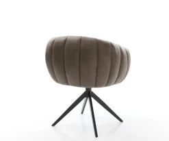 DrehstuhlJada-Flex Mikrofaser Taupe Vintage Kreuzgestell breit Schwarz 360° drehbar Wippfunktion Taschenfederkern Sofort versandfertig