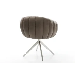 DrehstuhlJada-Flex Mikrofaser Taupe Vintage Kreuzgestell breit Edelstahl 360° drehbar Wippfunktion Taschenfederkern Sofort versandfertig