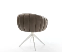 DrehstuhlJada-Flex Mikrofaser Taupe Vintage Kreuzgestell breit Weiß 360° drehbar Wippfunktion Taschenfederkern Sofort versandfertig