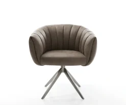 DrehstuhlJada-Flex Mikrofaser Taupe Vintage Kreuzgestell breit Graphit 360° drehbar Wippfunktion Taschenfederkern Sofort versandfertig