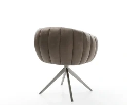 DrehstuhlJada-Flex Mikrofaser Taupe Vintage Kreuzgestell breit Graphit 360° drehbar Wippfunktion Taschenfederkern Sofort versandfertig