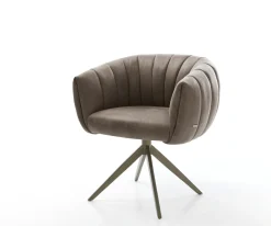 DrehstuhlJada-Flex Mikrofaser Taupe Vintage Kreuzgestell breit Effektfinish Titan 360° drehbar Wippfunktion Taschenfederkern Sofort versandfertig