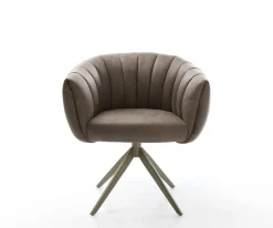 DrehstuhlJada-Flex Mikrofaser Taupe Vintage Kreuzgestell breit Effektfinish Titan 360° drehbar Wippfunktion Taschenfederkern Sofort versandfertig
