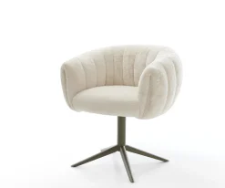 DrehstuhlJada-Flex Plüsch Creme-Weiß Fußkreuz Effektfinish Titan 360° drehbar Wippfunktion Taschenfederkern Sofort versandfertig