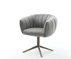DrehstuhlJada-Flex Samt Grau Fußkreuz Effektfinish Titan 360° drehbar Wippfunktion Taschenfederkern Sofort versandfertig
