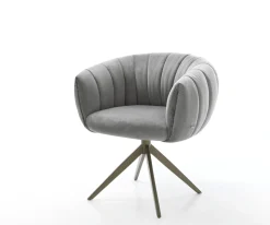 DrehstuhlJada-Flex Samt Grau Kreuzgestell breit Effektfinish Titan 360° drehbar Wippfunktion Taschenfederkern Sofort versandfertig
