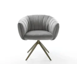 DrehstuhlJada-Flex Samt Grau Kreuzgestell breit Effektfinish Titan 360° drehbar Wippfunktion Taschenfederkern Sofort versandfertig