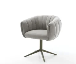 DrehstuhlJada-Flex Strukturstoff Soft Grau Fußkreuz Effektfinish Titan 360° drehbar Wippfunktion Taschenfederkern Sofort versandfertig