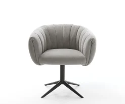 DrehstuhlJada-Flex Strukturstoff Soft Grau Fußkreuz Schwarz 360° drehbar Wippfunktion Taschenfederkern Sofort versandfertig