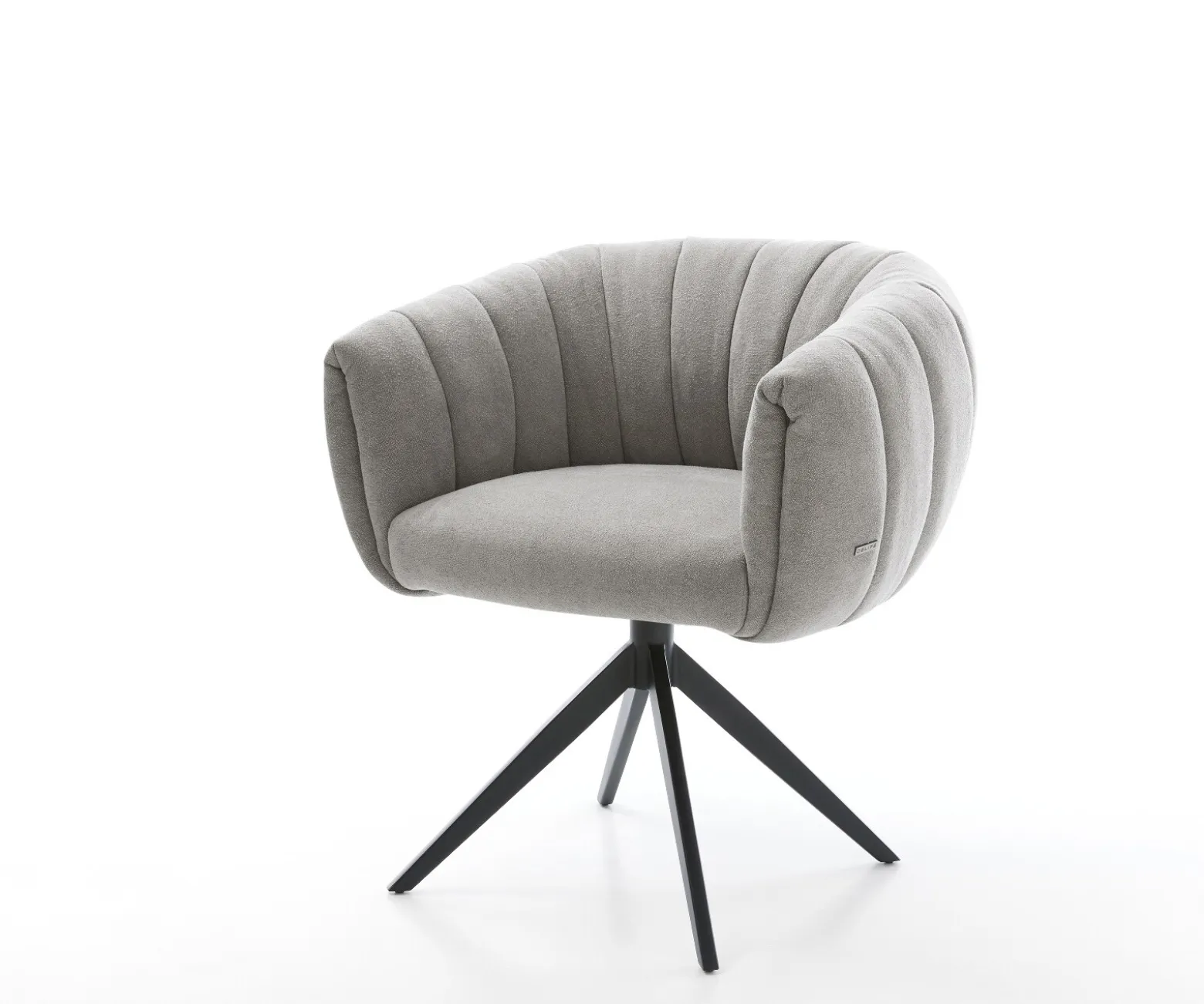 DrehstuhlJada-Flex Strukturstoff Soft Grau Kreuzgestell breit Schwarz 360° drehbar Wippfunktion Taschenfederkern Sofort versandfertig