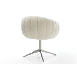 DrehstuhlJada-Flex Teddystoff Beige Fußkreuz Edelstahl 360° drehbar Wippfunktion Taschenfederkern Sofort versandfertig