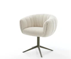 DrehstuhlJada-Flex Teddystoff Beige Fußkreuz Effektfinish Titan 360° drehbar Wippfunktion Taschenfederkern Sofort versandfertig