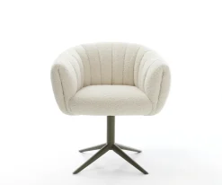 DrehstuhlJada-Flex Teddystoff Beige Fußkreuz Effektfinish Titan 360° drehbar Wippfunktion Taschenfederkern Sofort versandfertig