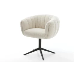 DrehstuhlJada-Flex Teddystoff Beige Fußkreuz Schwarz 360° drehbar Wippfunktion Taschenfederkern Sofort versandfertig
